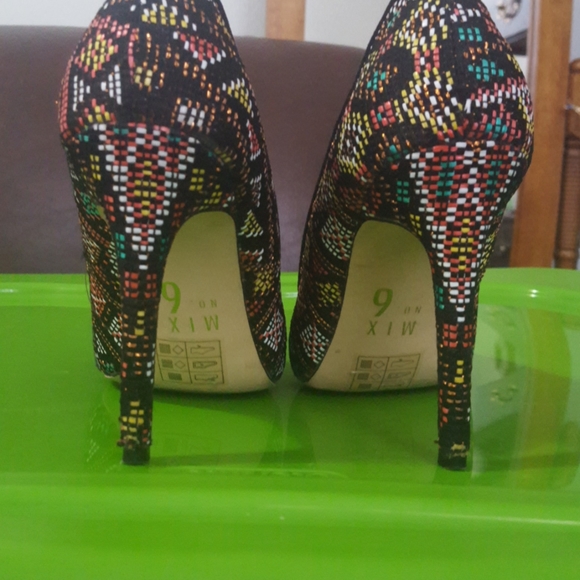 Mix No. 6 multicolor fabric heels - Picture 3 of 11